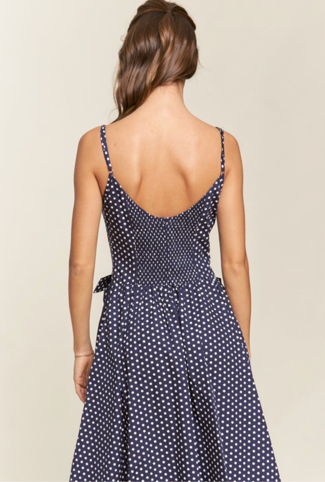 NAVY POLKA DOT MIDI